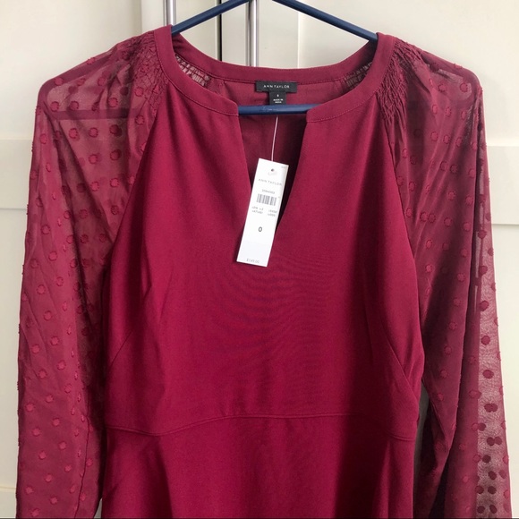 ✨Price Drop✨ Ann Taylor - Chiffon Dot Sleeve Dress - Picture 5 of 7